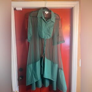 Green Hi-Lo Tulle and Cotton Dress
